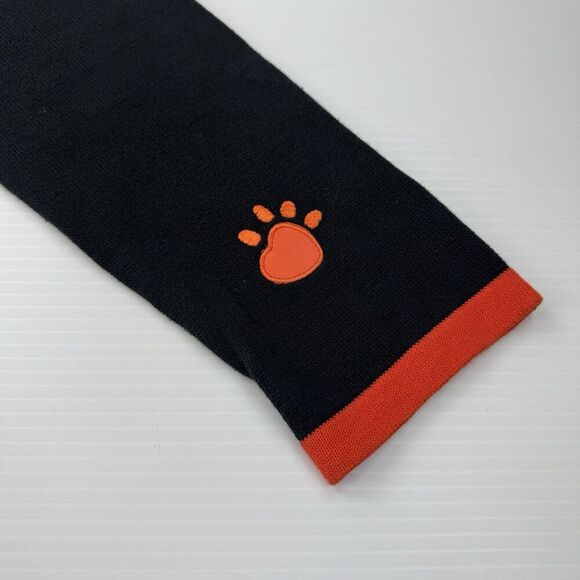 Terazzo Women’s Large Black Cardigan Paw Print Sweater Orange Trim Dog Cat - Picture 13 of 13